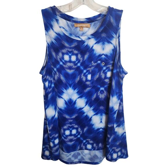 Ellen Tracy Blue Sleeveless Blouse with Front Pocket, Small - Picture 1 of 6